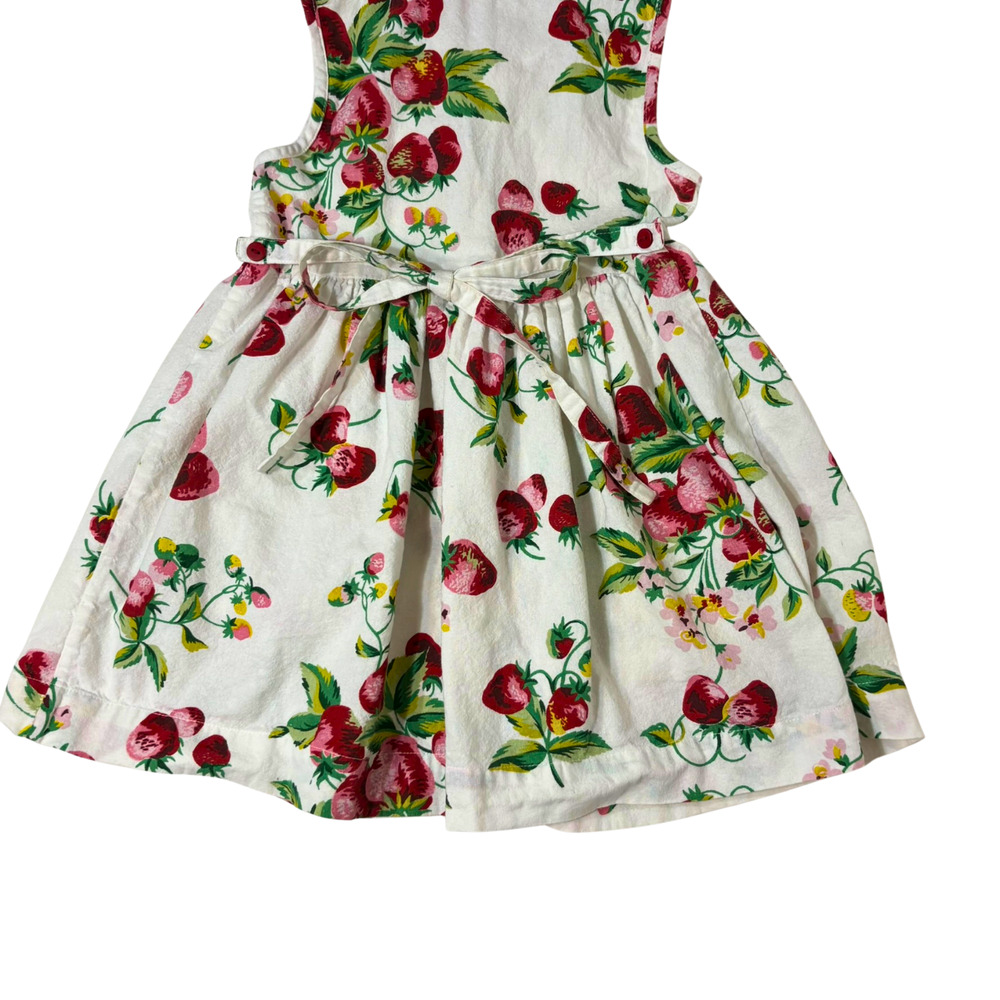April Cornell Strawberry Porch Dress White Girls 3/4 Tie Sleeveless Summer Fruit - Picture 8 of 14